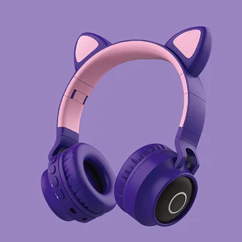 Populárne cute cat ear slúchadlá dievčatá bezdrôtová 5.0 skladacie slúchadlá BT-028C giftLED svetelný slúchadlá prenos