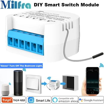 Milfra Mini DIY Diaľkové Ovládanie Modulu Bežné Prepínanie Sekúnd Stať, Wifi, Smart Light Switch pre Asistent Alexa Tuya Inteligentný Život