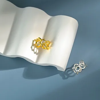 Jednoduchý Nepravidelných Duté Krúžok Jemné Šperky 925 Sterling Silver Krúžky Pre Ženy Geometrické Kórejský Módne Zlatý Prsteň Anillos Mujer