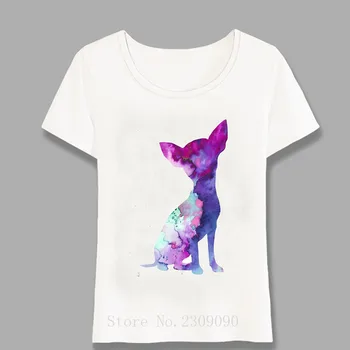 Letné Ženy t-shirt Čivava, Akvarel Tričko Maiden Bežné Topy Dámske Tričko Roztomilý Pes Art Design Dievča Tričko Harajuku