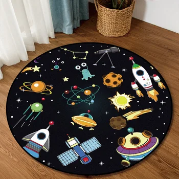 Cartoon Priestor Planétu Sonda deti kolo koberec pre deti domov Obývacej Izby, Spálne, Stoličky Non-slip Kolo Pôdy Podložku Koberec