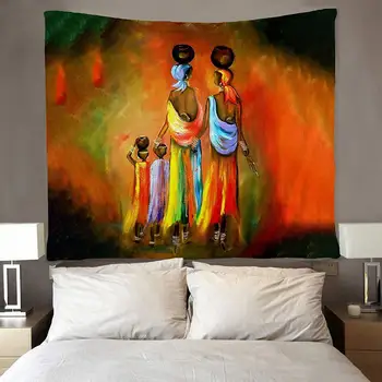 Africkej Ženy a Deti, Čierna mágia Afro Tapisérie Hippie Umenie Stene Visí