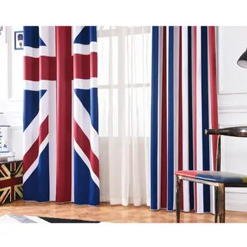 IN Cartoon Britskej Vlajky Prúžok Blackout Závesy Pre Deti Izba Vytlačené Opony Obývacej izby, Spálne, Okno Liečba Spálne