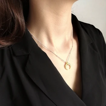 Libra 925 silver moon prívesok zlatý náhrdelník módne wild Polmesiaca choker náhrdelník pre ženy narodeniny festival šperky darček
