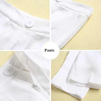 Šifón Nohavice Obleky Pre Ženy, Svadobné Formálne Elegantné Dámy Jar Leto 2 Dvojdielne Plavky Bielej Hore Nohavice Nastaviť Pantsuit Plus Veľkosť