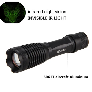 IR 940nm Baterka 5W LED Zoomovateľnom Nočné Videnie Infračervené červené Žiarenie Zameranie Lovecká Zbraň Svetlo+18650+Nabíjačka+Switch+Mount