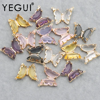 YEGUI M737,šperky, doplnky,18k zlatom,0.3 mikrónov,sklenené prívesky,motýľ tvar,šperky robiť,diy náušnice,6pcs/veľa