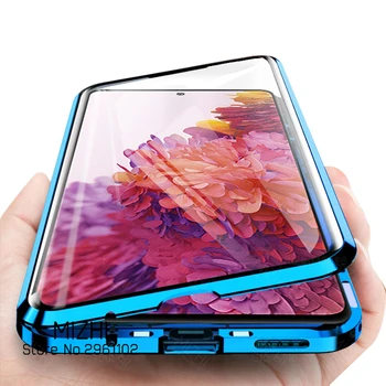 360 Obojstranný Sklo puzdro Pre Samsung Galaxy S20 FE Magnetický Kovový Zadný Kryt Pre Samsung S 20 FE S20FE telefón Coque Fundas