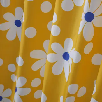 Sprchový Záves Žlté Kvety Potlačené Tkaniny Odolné voči Plesniam Nepremokavé Vaňa Závesy pre Kúpeľňa 12pcs Háčiky