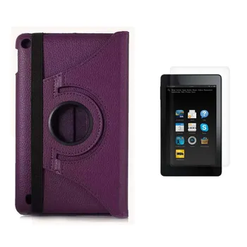 1*Clear Screen Protector,360 Stupňov Otočná PU Kožené puzdro Stojan Pre Amazon Kindle Fire, HD7 HD 7 Generácie Tabletu