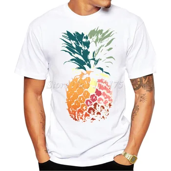 2019 pánskej Módy Lete vypracovaný farebné maľované ananás art Design T Shirt Bežné Mužské Topy Lumbálna Vytlačené Vlastný Štýl Tees