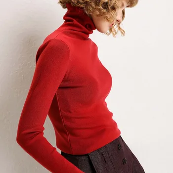 Zimné móda ženy pevné turtleneck sveter žena dlhý rukáv elegantné elegantné dámy jumper sveter vytiahnuť femme AQJ02