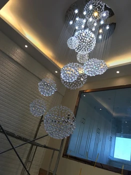 Moderné K9 Krištáľový Luster Pre Schodisko 11pcs Veľké Crystal Ball LED Lampa Špirála Dizajn Obývacia Izba Svietidlá