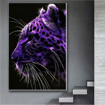 Nové 5D Diy Diamond Maľovanie Fialová Leopard Plné Námestie Kolo Diamond Výšivky Kríž Stitc Top Office Umenie Domova Zvierat ,