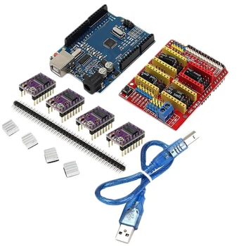 Pre Arduino CNC Štít V3 Rytec Stroj 3D Tlačiareň+4pcs A4988 Ovládač Rozširujúca Doska Pre UNO R3 s USB Kábel Diy Elektronické
