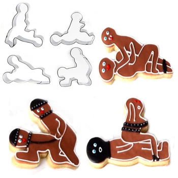 4pcs Sexy Dospelých Cookie Frézy, Set Nehrdzavejúcej Ocele Biscuit Tortu Formy na Pečenie Nástroje Fondant Strany