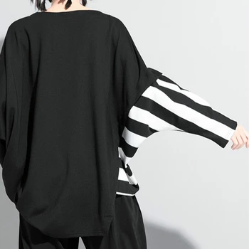 Max LuLu Nové Jeseň Kórejský Módny Štýl Dámske Punk Tričko Dámske Tričká Bežné Pruhované Tričká Black Vytlačené Streetwear Plus Veľkosť