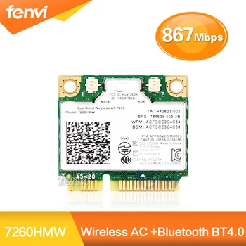 Dvojpásmový Bezdrôtový Wifi Karta Pre Intel 7260 7260HMW Half Mini PCI-E 2.4 G/5 ghz 1200M Bluetooth 4.0, Wi-Fi Adaptér 7260ac 802.11 ac