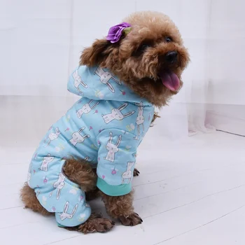Pes Hoodies Roztomilý Zimné Vytlačené Pet Teplé Oblečenie Jumpsuit Čivava, Pyžamá Pet Hoodie Srsť pre Psov a Mačky