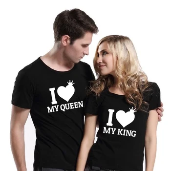 Som Rád, Môj Kráľ I Love My Queen Pár Košele Kráľ, Kráľovná Zhodné Páry Tričko Fashion Grafické Tumblr Milenca T-shirt Oblečenie