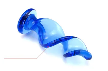 Modrá špirála krištáľové sklo análny plug dildo análny plug masturbácia G bod stimuluje sexy hračky stimulujúce mužov a žien vášeň