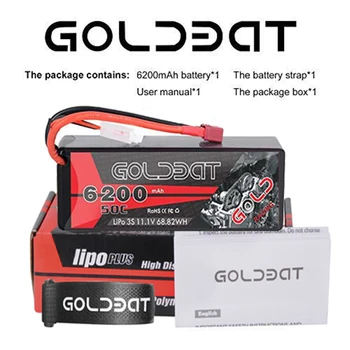 GOLDBAT Lipo Batérie 3S 11.1 V 50C 6200mAh lipo Pack Prípade Pevného s Dekani Konektor pre RC 1/8 Rozsahu Vozidlá Auta, RC Lode, Lietadla