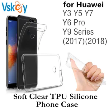 100ks Ultra Tenké Jasné, Telefón puzdro na Huawei Y3 Y5 Y6 Y7 Pro Y9 Rozkvet 2017 2018 2019 Mäkké TPU Transparentné Silikónové Zadný Kryt