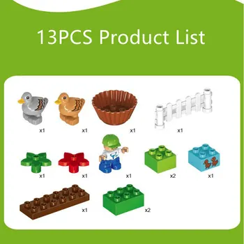 Veľké Častice Zvierat Farmy Stavebné Bloky Sady Kompatibilný S DuploINGlys Vzdelávací Model Hračky Pre Deti Darček