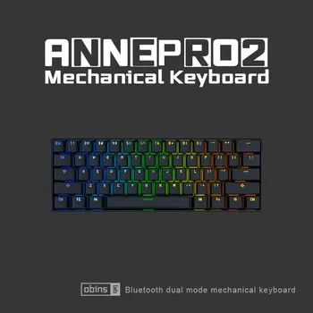 Anne Pro2 mini prenosné 60% NKRO mechanické klávesnice, RGB podsvietenie, bezdrôtová herná klávesnica odnímateľný kábel