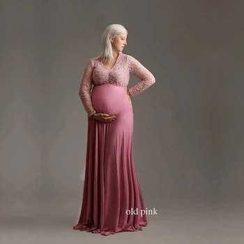 Materskej Fotenie Šaty Lomka Krku Čipky Materskej Fotografie Šaty Tehotenstva Jersey Dlhé Šaty