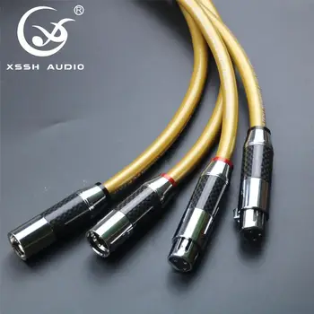 1 pár hifi XLR jack kábel XSSH OFC čistá meď Vyvážené rozhranie XLR samec koaxiálny Audio predlžovací kábel Kábel Drôt Line
