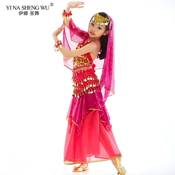 Kostýmy brušného Tanca pre Deti, Dievčatá, Deti, Belly Dance Sukne Bollywood Tanečné Šaty Výkon Súťaže Indiánske Oblečenie
