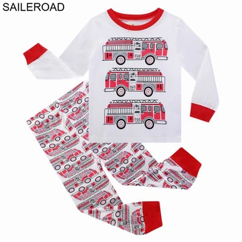 SAILEROAD Pyžamo Dieťa hasení Požiaru truck Chlapca pyžamo Jeseň Sleepwear Deti Spáč Oblečenie Bavlna Odev Detské Oblečenie