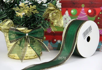 Čistý kovový zelená darčekové balenie káblové okraja pásky 25yards roll