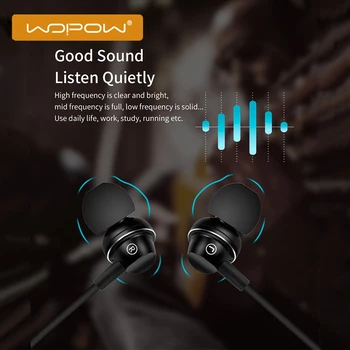 WOPOW In-Ear Káblové Slúchadlá s Mikrofónom Stereo 3,5 mm HiFi Slúchadlá pre Xiao iPhone Samsung Ovládanie Hlasitosti Športové Headset