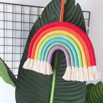 Nordic Ručne tkané Boho Rainbow Strapec Lano Deti Miestnosti Dekorácie Prívesok P31B