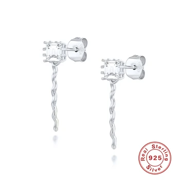 Móda Roztomilý Geometrické Zirkón 925 Sterling Silver Stud Náušnice pre Ženy Jednoduché Striebro Zlato Earings Módne Šperky
