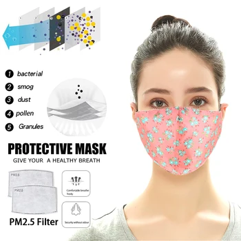 1Pcs Proti znečisteniu Maska PM2.5 uhlím Vložte Filter Umývateľný Opakovane Peľ Masky Bavlna Úst Maska pre Mužov, Ženy