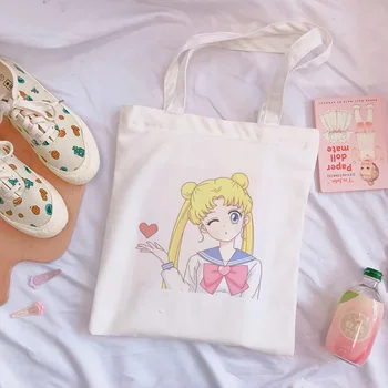 2020 Lete Nové Rameno Plátno Tašky Roztomilý Sailor Moon Anime Tlač Crossbody Japonský Doplnky, Kabelky Harajuku Kawaii Ženy Kabelku