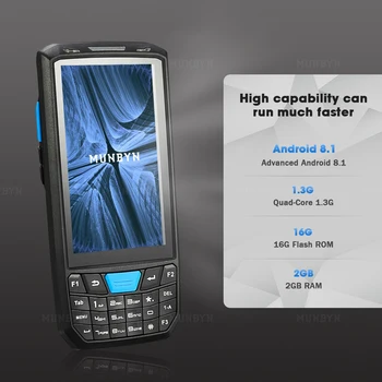 MUNBYN vreckového počítača PDA Android 8.1 Robustný POS Terminál 1D 2D Čiarových kódov, WiFi 4G Bluetooth, GPS, PDA, Čítačky čiarových kódov