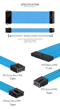 FORMULAMOD PC napájanie predlžovací kábel súpravy 30 cm, 24pin ATX, PCI 8pin, CPU 8pin pre PSU na Doske CPU a GPU