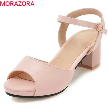 MORAZORA 2020 nový príchod žena sandále veľká veľkosť 34-47 letná obuv jednoduchá pracka módne topánky pohodlné námestie päty topánky
