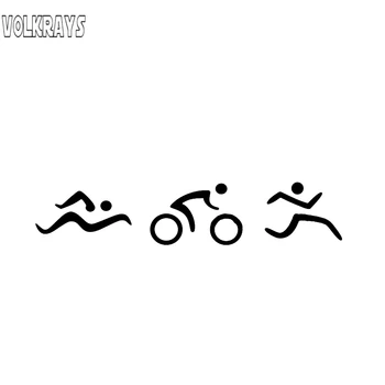 Volkrays Auto Nálepky Najlepších Triatlon Plávanie Cyklistika Spustiť Jedinečné Doplnky, Reflexné Vinyl Odtlačkový Čierna/Strieborná/biela,2cm*13 cm