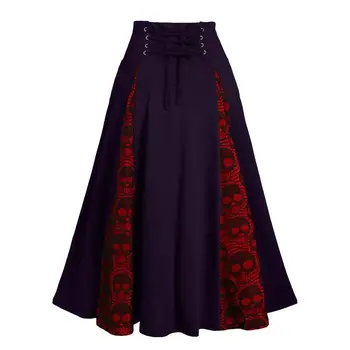 Vysoký Pás Midi Sukne Gotický Skladaná Sukňa Príležitostné Párty Sukne Plus Veľkosť Čipky Patchwork Vintage faldas mujer moda 2020