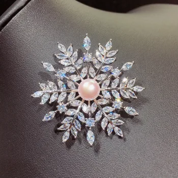 ZHBORUINI 2019 Jemné Šperky Nové Prírodné Sladkovodné Perly Brošňa Tvorivé Snowflake Brošňa Kolíky Pearl Šperky Ženy Príslušenstvo