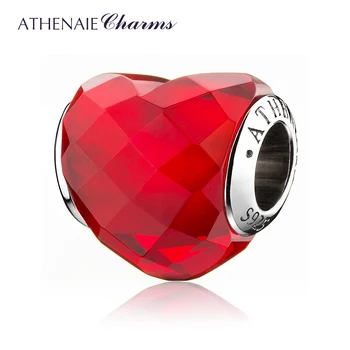 ATHENAIE Pôvodné 925 Sterling Silver Srdce Tvar Lásky Červené Korálky pre Kúzlo Náramok Šperky valentínsky Deň matiek DARČEK