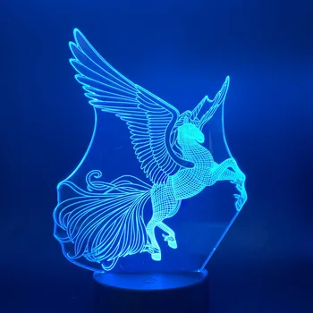 3D Lampa Pegasus Farby Meniace Nočné Svetlo pre Deti Darček live Izba 3D Ľahký Dotyk Snímača Nightlights Zvieratá Led Nočné Svetlo