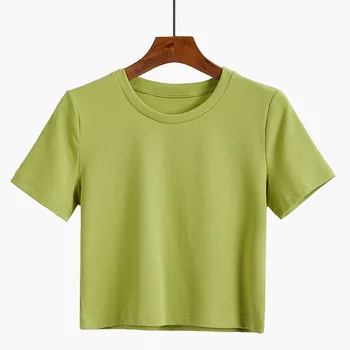Ženy T-shirt Príležitostné Voľné Holý O-Krku Lete Krátky Rukáv Tees Bežné Bavlna Žena TEES Ženy Tees 2021 Lete