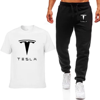 Módne Leto Mužov, T Košele Tesla Auto Logo Tlače HipHop Bežné Bavlna Krátky Rukáv kvalitné tričko, nohavice vyhovovali Mužov Oblečenie