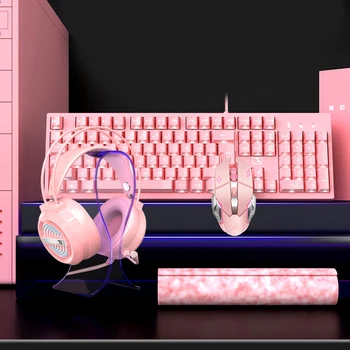 Podsvietený Mechanické Káblové Herná Klávesnica +Myš +Gaming Headset +Mouse Pad Set